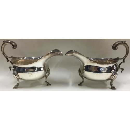 224 - HESTER BATEMAN: A rare pair of 18th Century crested silver sauce boats. London 1787. Approx. 325 gra... 