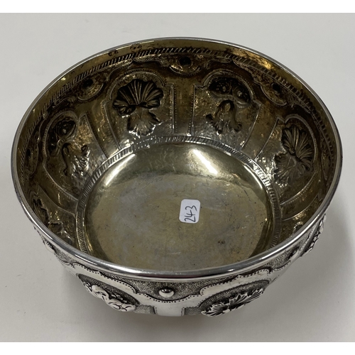 243 - An unusual Victorian silver chased bowl. London 1861. By James Charles Edington. Approx. 188 grams. ... 