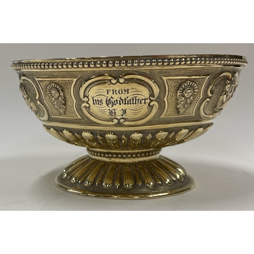 245 - A rare neoclassical silver gilt Victorian bowl. London 1867. By George Angel. Approx. 224 grams. Est... 