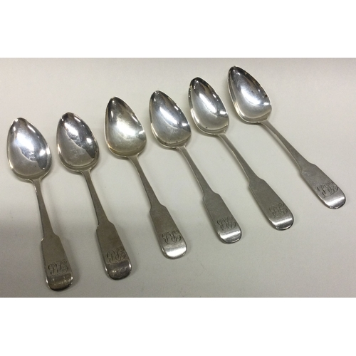 41 - EDINBURGH: Six silver fiddle pattern teaspoons.1814. By David Gray of Dumfries. Approx. 85 grams. Es... 