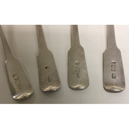 41 - EDINBURGH: Six silver fiddle pattern teaspoons.1814. By David Gray of Dumfries. Approx. 85 grams. Es... 