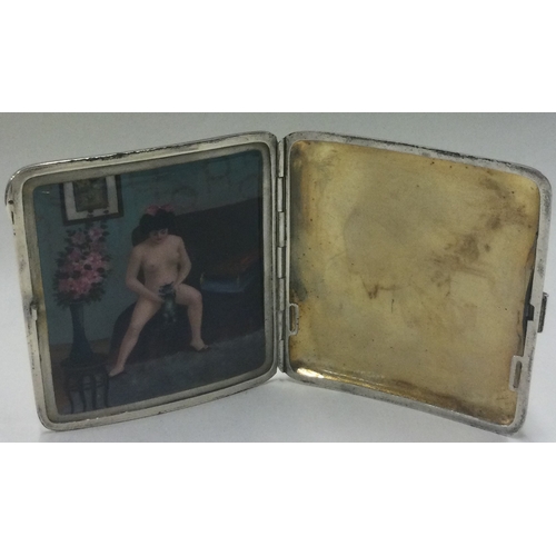 101 - A rare silver cigarette case with enamelled decoration to interior. Approx. 145 grams. Est. £1000 - ... 