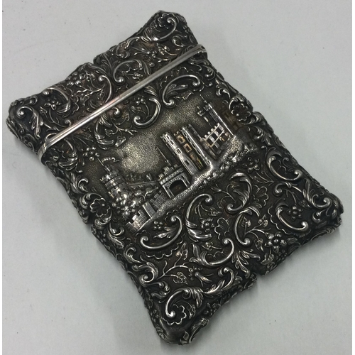 112 - A fine Victorian silver double sided castle top card case. Birmingham 1842. Approx. 96 grams. Est. £... 