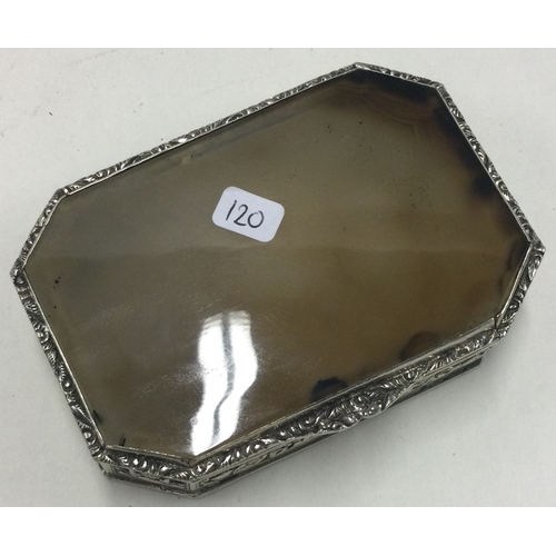 120 - An early 19th Century Chinese export silver and agate snuff box. Circa 1830. Approx. 179 grams. Est.... 