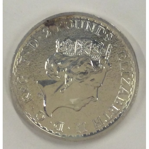 152 - A fine 999 silver Britannia 2 Pounds coin. Approx. 30 grams. Est. £30 - £50.