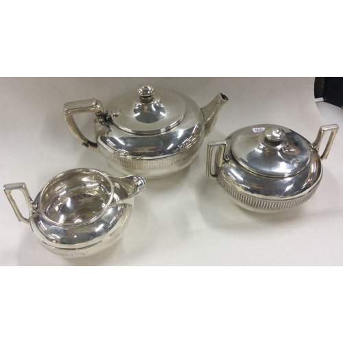 166 - TIFFANY & CO: A 19th Century three piece silver tea service. New York. Retailed 550 Broadway. Approx... 