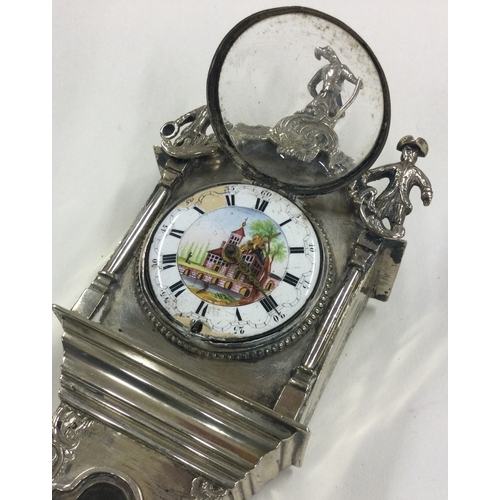 184 - A large 19th Century Dutch silver clock. Marked verso. Approx. 380 grams. Est. £400 - £600.