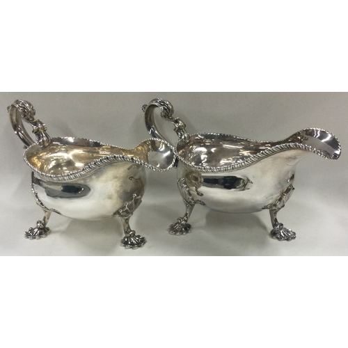 206 - A fine pair of 18th Century silver sauce boats. London 1762. By Albert Schurman. Approx. 708 grams. ... 