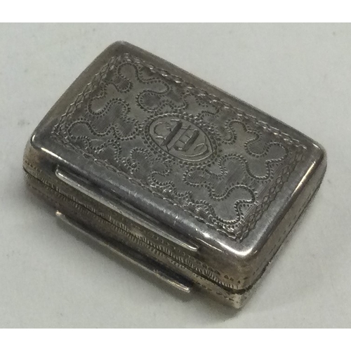 224 - A Victorian silver bright cut vinaigrette. Birmingham 1846. By Edward Smith. Approx. 7 grams. Est. £... 