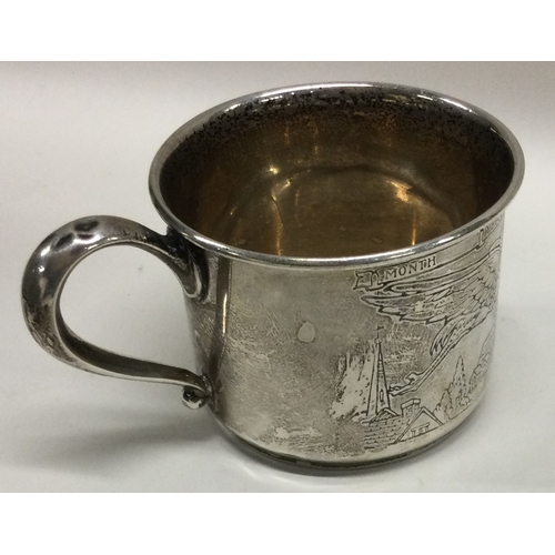 250 - A 19th Century Continental silver chased mug. Approx. 53 grams. Est. £150 - £200.