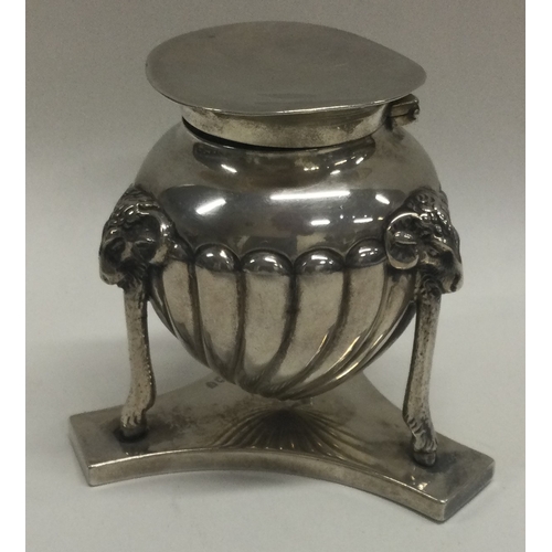 277 - A Victorian silver inkwell with deer head decoration. London 1895. By Joseph Gloster & Sons. Approx.... 