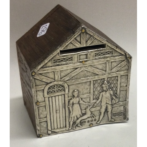 296 - A silver money box in the form of a house. Birmingham 1905. By Levi and Salaman. Approx. 109 grams. ... 