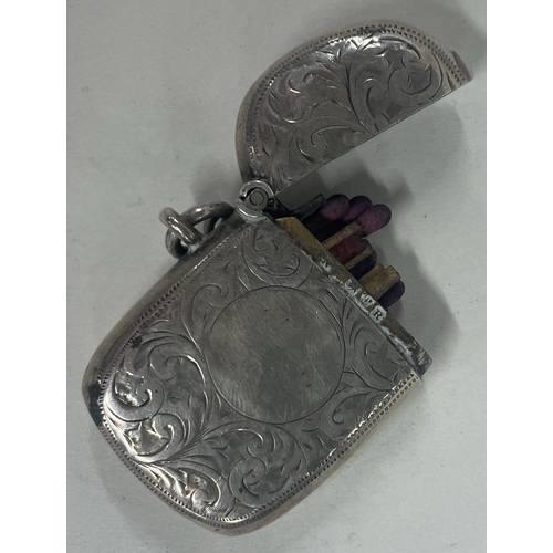 36 - CHESTER: An engraved silver vesta case. 1900. By George Nathan & Ridley Hayes. Approx. 22 grams. Est... 