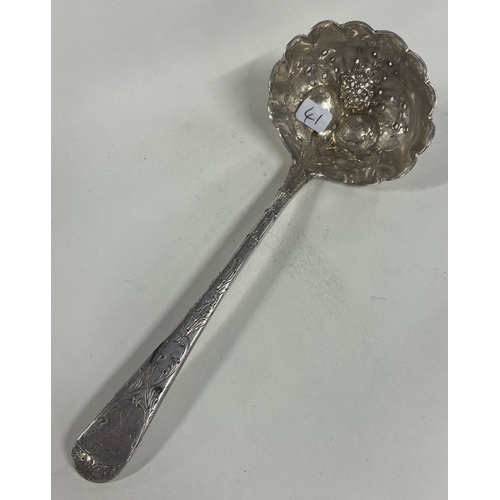 41 - A chased George III silver berry sifter spoon. London 1803. By William Eley & William Fearn. Approx.... 