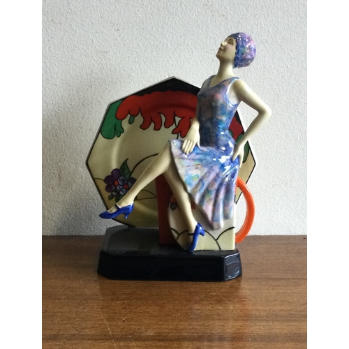 248 - A Kevin Francis figurine depicting a lady in blue dress entitled 'Tea with Clarice Cliff