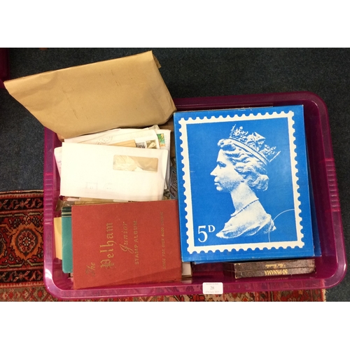 28 - A box containing old stock books and loose stamps. Est. £20 - £30.