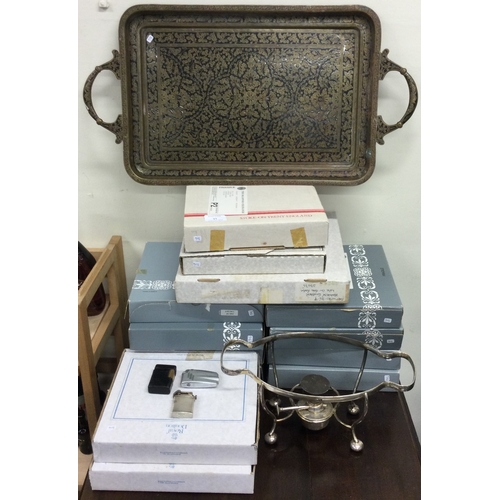 41 - A collection of collectors plates, brass tray etc. Est. £10 - £20.