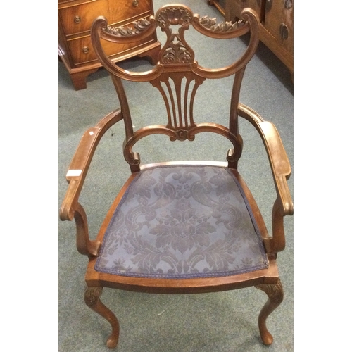 43 - An Edwardian mahogany scroll back chair. Est. £20 - £30.