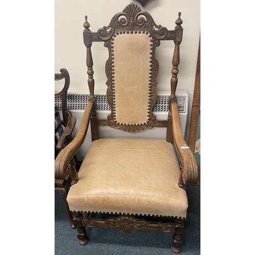 44 - A Continental carved oak chair. Est. £30 - £50.