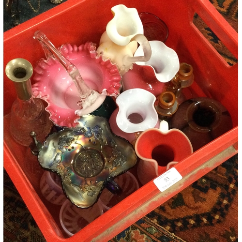 53 - A box containing coloured glass etc. Est. £10 - £20.