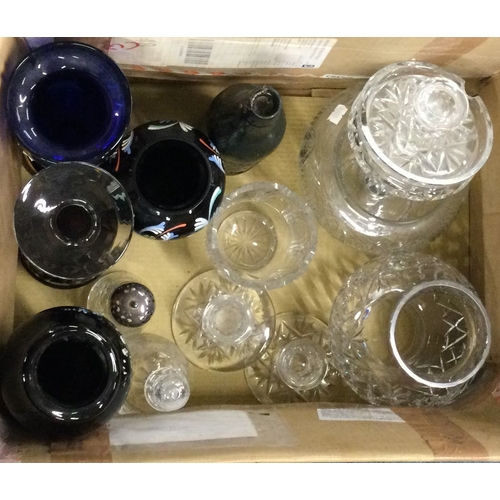 54 - A collection of cut glass vases etc. Est. £10 - £20.