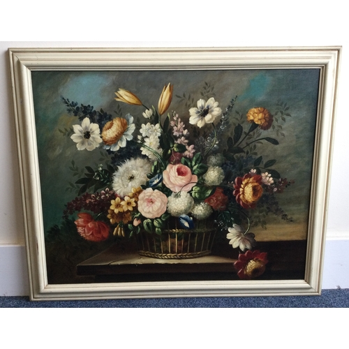 1031 - A framed canvas painting depicting still life with flowers. Signed 'Agricola'. Approx. 75 cms x 60 c... 