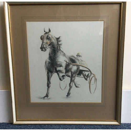 1035 - JOHN SKEAPING: (British, 1901 - 1980): A framed and glazed pastel drawing depicting a racing pony an... 