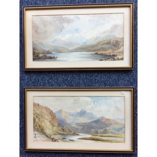 1036 - A pair of framed and glazed watercolours depicting mountain scenes. Apparently unsigned. Approx. 33 ... 