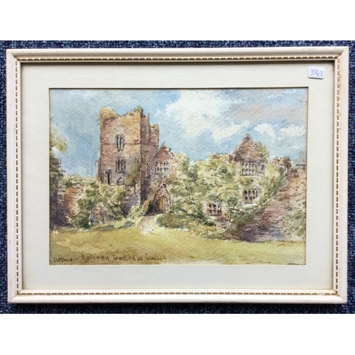 1037 - A selection of five small framed and glazed watercolours depicting different Scottish building scene... 