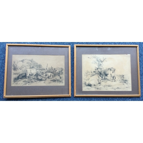 1058 - A pair of framed and glazed farming prints. Various sizes. Est. £20 - £30.