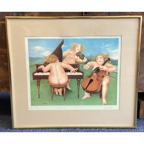 1096 - BERYL COOK: (British, 1926 - 2008): A gilt framed and glazed lithograph print published by Alexander... 