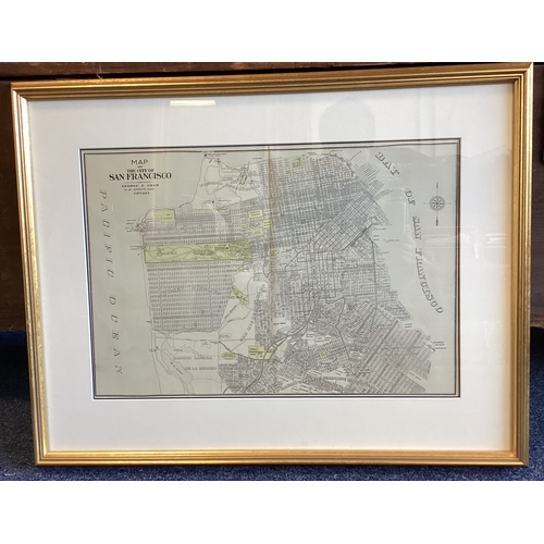 1103 - A gilt framed and glazed vintage map of the City of San Francisco by George F Cram. Approx. 51.5 cms... 