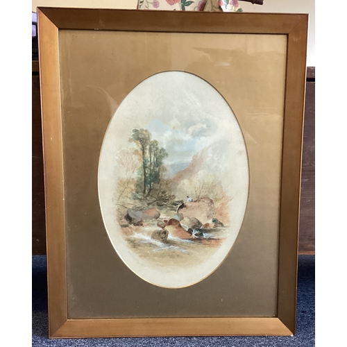 1115 - WILLIAM WIDGERY: (British, 1822 - 1893): An oval framed and glazed watercolour in rectangular mount ... 