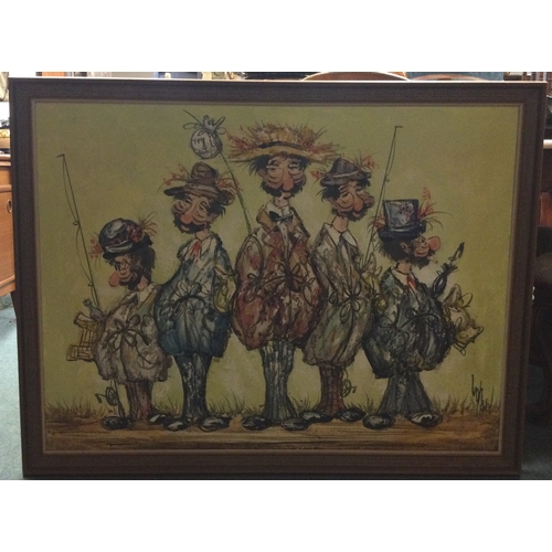 1123 - RAMA LORIAN: (Israeli, 1960s): A heavy impasto style framed oil on canvas depicting five colourful t... 