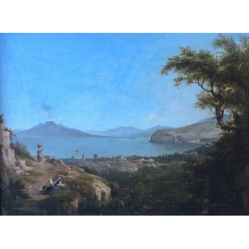 1125 - CLEMENT BURLISON (British: 1815 - 1899): A gilt framed oil on canvas depicting a view of the Bay of ... 