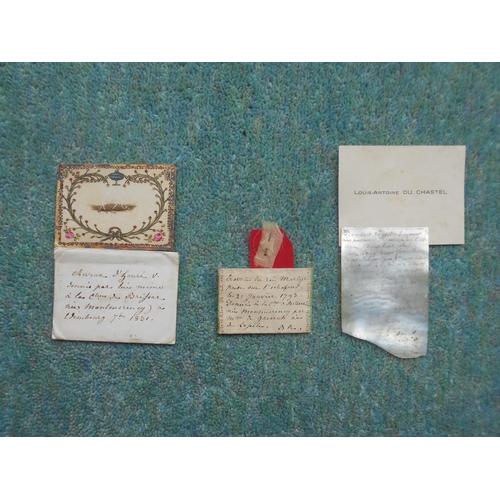 1160 - OF FRENCH ROYAL INTEREST: A small card in original envelope mounted with a lock of hair, stated to b... 