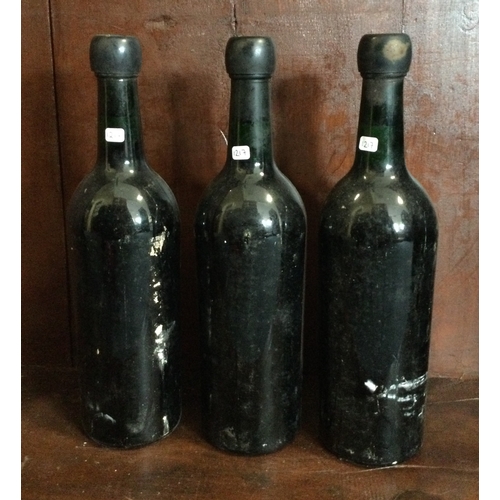 1217 - Three x bottles of Sandeman Vintage 1963 Port. Bottled 1965. Est. £30 - £40.