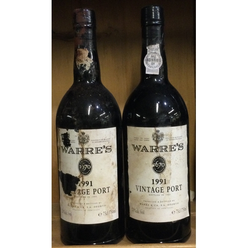 1239 - Two x 75cl bottles of Warre's 1991 Vintage Port. Bottled 1993. Est. £150 - £200.