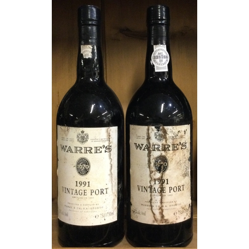 1240 - Two x 75cl bottles of Warre's 1991 Vintage Port. Bottled 1993. Est. £150 - £200.