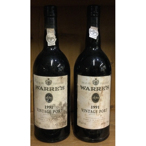 1242 - Two x 75cl bottles of Warre's 1991 Vintage Port. Bottled 1993. Est. £150 - £200.