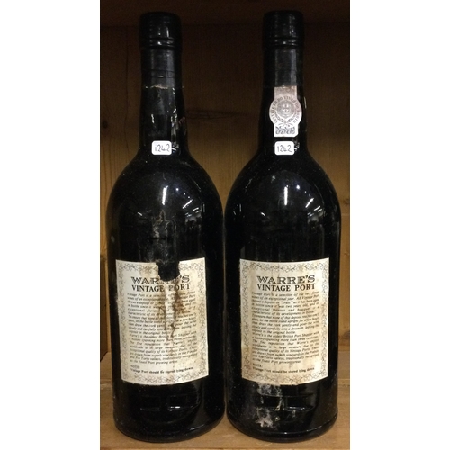 1242 - Two x 75cl bottles of Warre's 1991 Vintage Port. Bottled 1993. Est. £150 - £200.