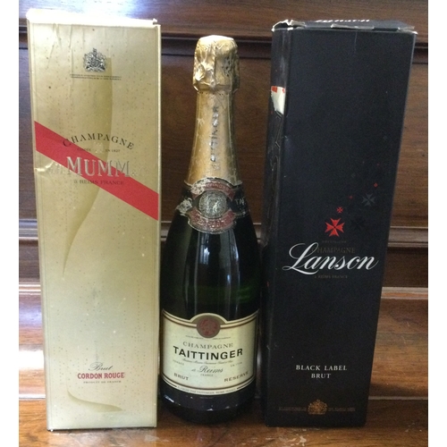 1248 - Three various bottles of Champagne, comprising Tattinger, Mumm and Lanson. Est. £20 - £30.