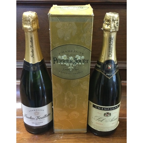 1252 - Three bottles of various champagne comprising 1 x Pol Aimé; 1 x Nicolas Feuillatte, and 1 x boxed Pe... 