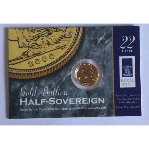 1271 - A 2000 Proof gold half Sovereign. Est. £170 - £200.