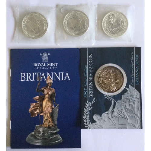 1289 - Four silver Britannia Standard £2 (Two Pounds) coins. Est. £50 - £80.