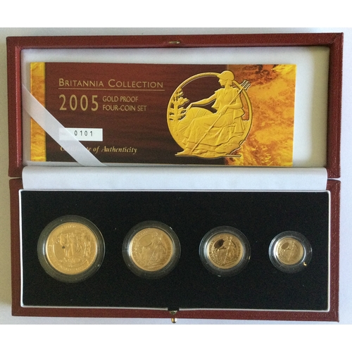 1290 - A Proof Britannia four gold coin collection. Est. £2500 - £3000.