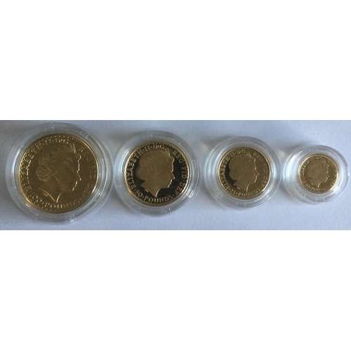 1290 - A Proof Britannia four gold coin collection. Est. £2500 - £3000.