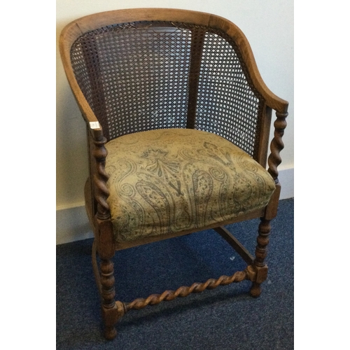 1340 - A barley twist cane back conservatory chair. Est. £20 - £30.