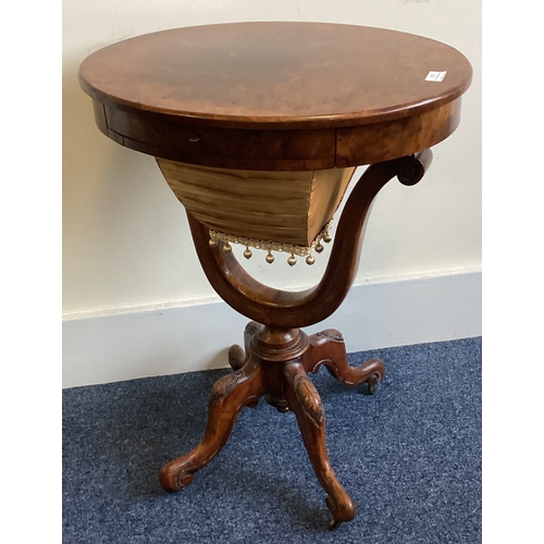 1352 - An attractive Victorian burr walnut sewing box. Est. £100 - £150.