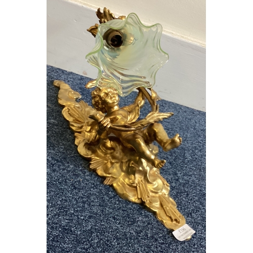 1356 - An attractive wall mounted lamp with gilded decoration. Est. £100 - £150.